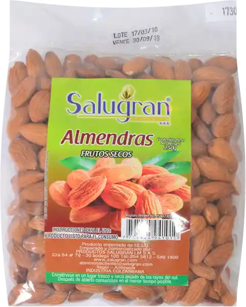 Almendra Natural x 250 gm