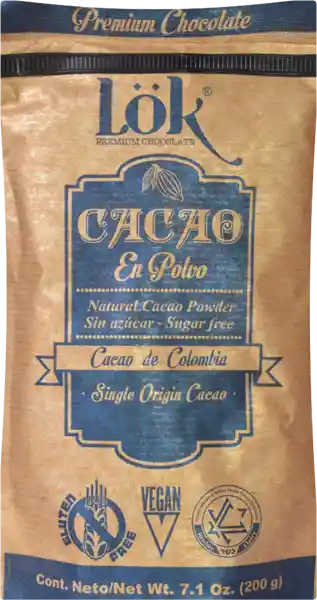 Organic Cacao En Polvo O Lok 100% Natural Sin Azúcar (200Gr.)