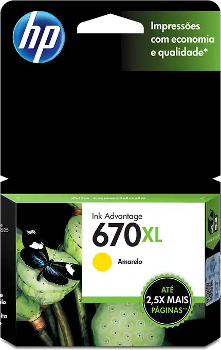 Hp Cartucho De Tinta 670Xl Amarillo Impresora 750Pg.