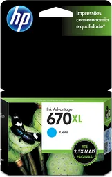 Hp Cartucho De Tinta 670Xl Cyan Impresora 750Paginas