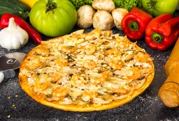 Pizza Pollo, Champiñón y Camarón 