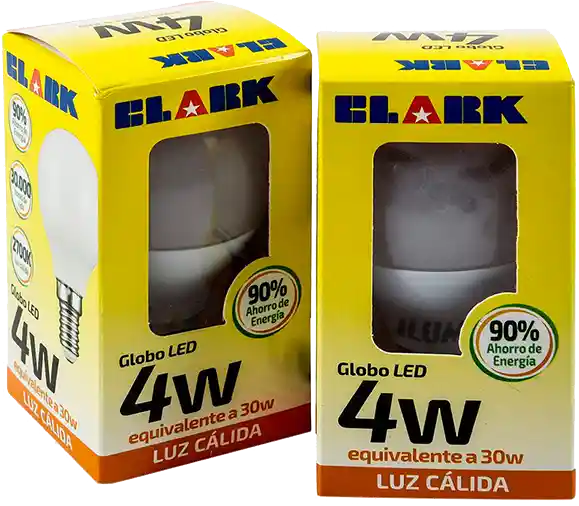 Clark Set de 2 Bombillos 4W Luz Cálida Globo E14