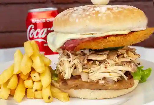 Hamburguesa Mixta Carne y Pollo Apanado