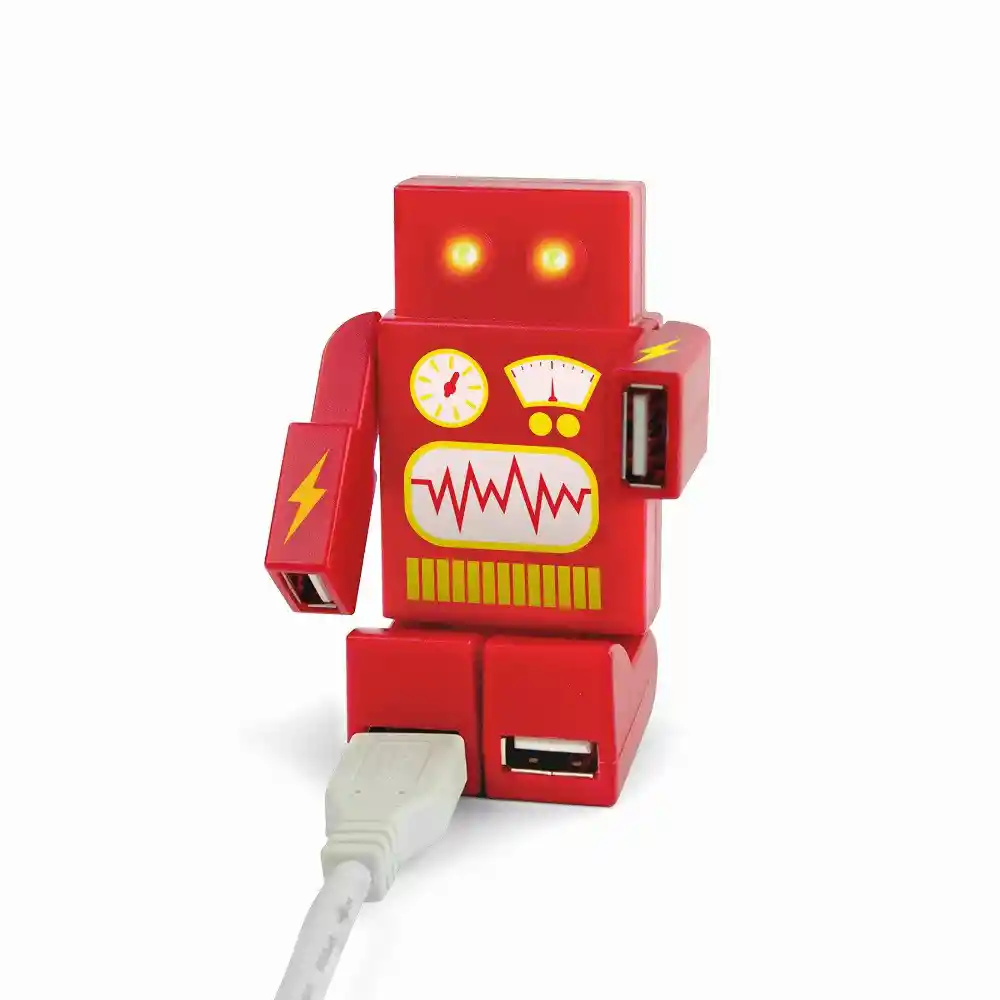 Hub USB de 4 puertos robot rojo