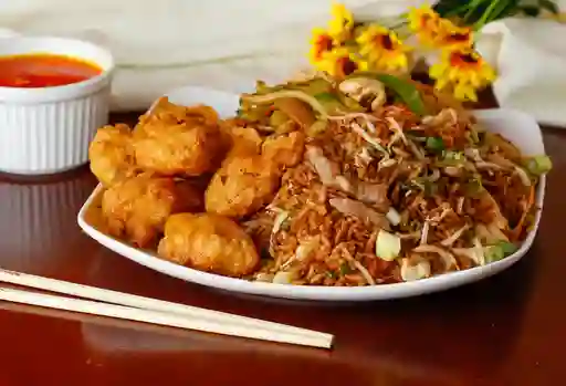 Arroz, Chop Suey y Agridulce de Pollo