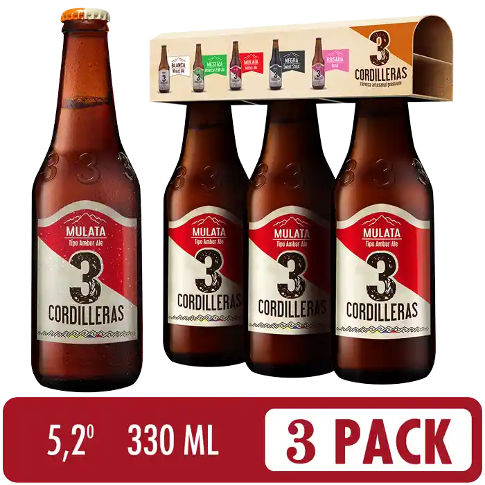 3 Cordilleras Cerveza Mulata Cerveza Artesanal 3 Pack