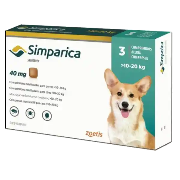 Simparica 40Mg 10.1 - 20 Kg Azul