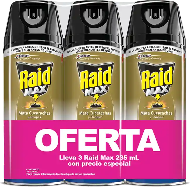 Raid Insecticida Aerosol x 3 Unidades