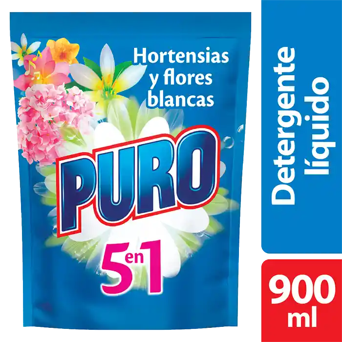 Detergente Liquido Puro Hortensias Y Flores Blancas 900Ml Doypack