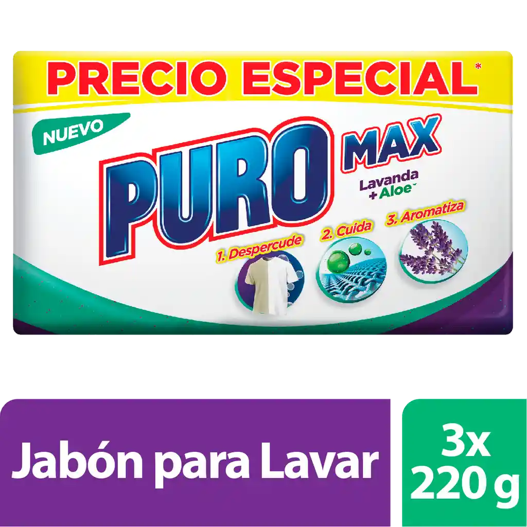 Puro Max Jabón en Barra para Fragancia Lavanda y Aloe