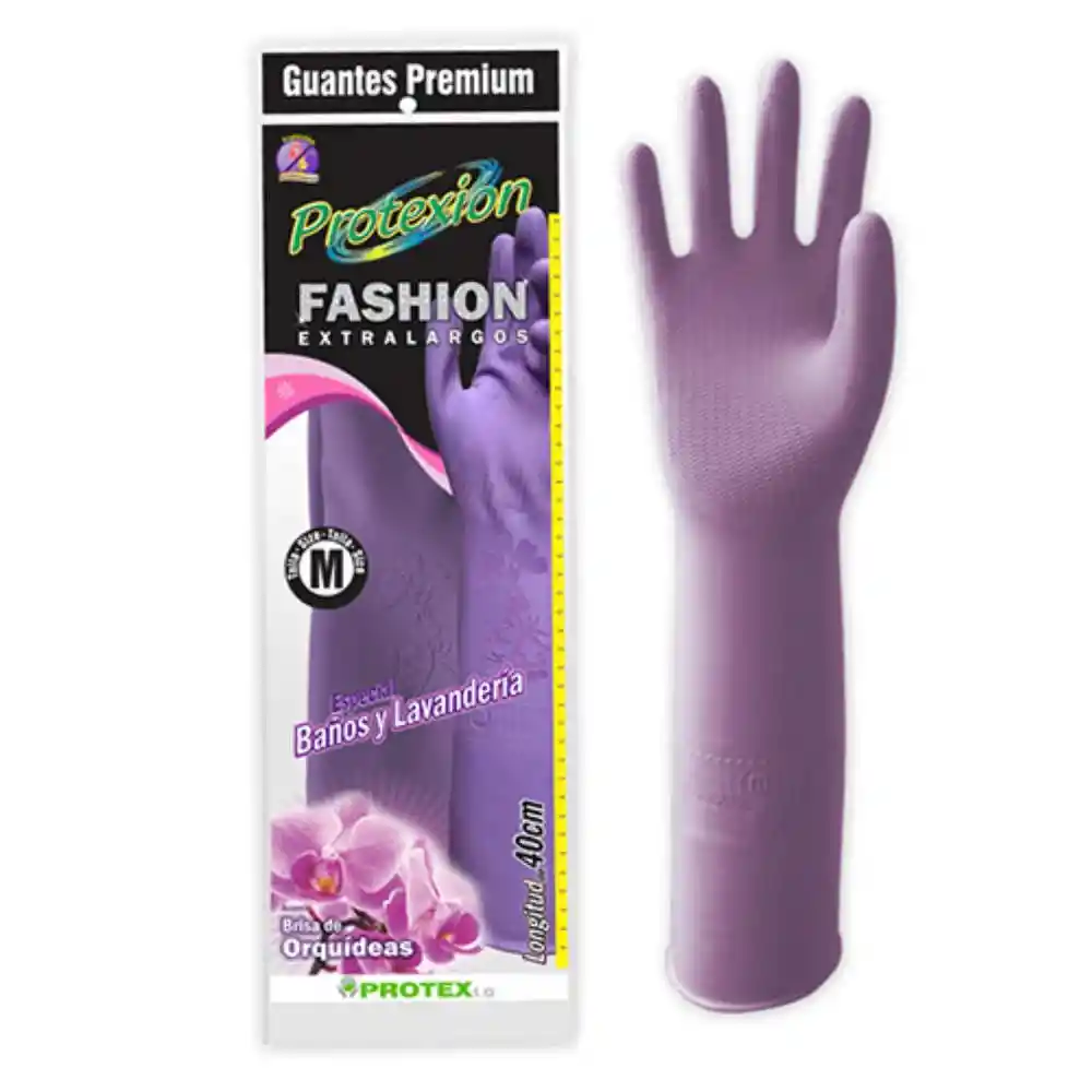 Protexión Guantes Extra Largos Baños y Lavandería Brisa de Orquídea Talla M