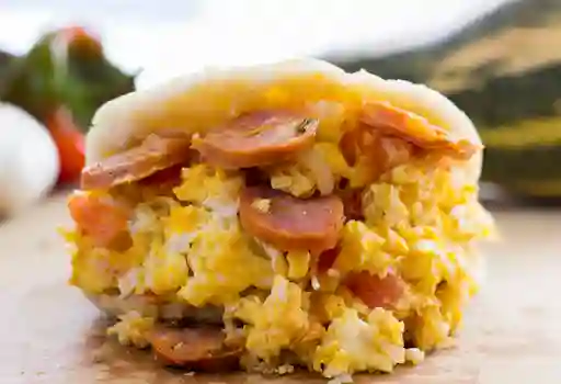 Arepa Mixed Eggs And Chorizo