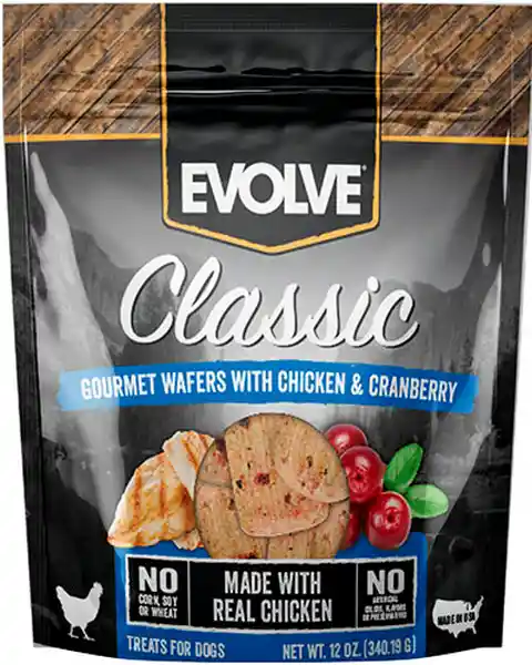 Evolve Classic Dog Snack Wafers Al Horno Chicken X12 Oz -340 Gr