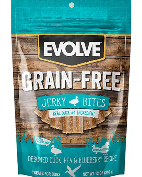 Evolve Dog Snack Grain Free Jerky Duck Pato X12 Oz -340 Gr 