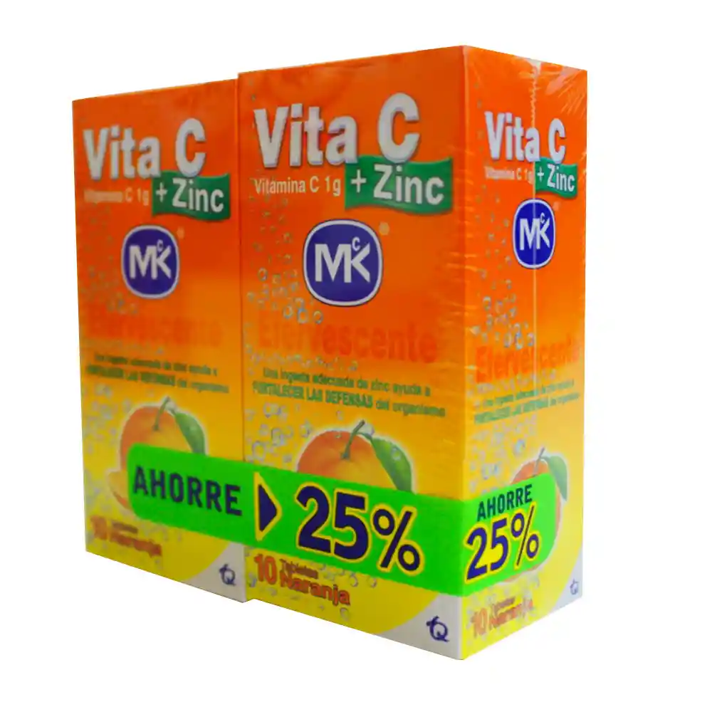 Of.Vita C + Zinc Mk Tab.Eferv.Naranj.X2