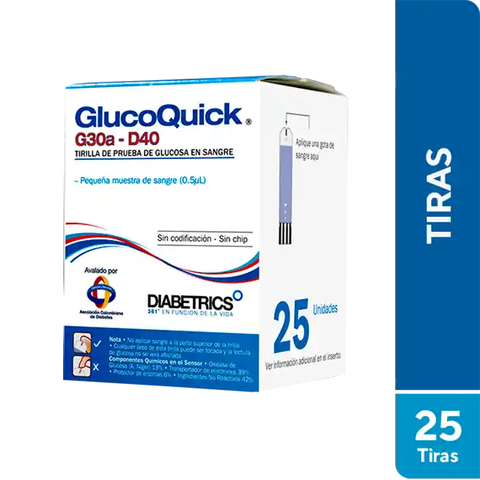 Fora-Glucoquick G30A Tirillas de Prueba de Glucosa en Sangre D40