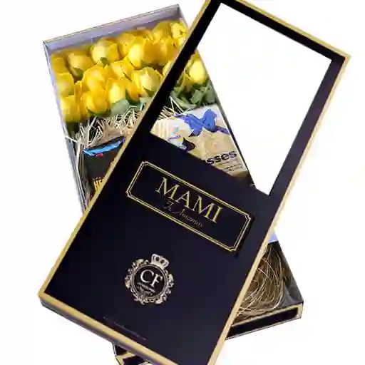 Canaria 18 Rosas Con Chocolates Caja Negra