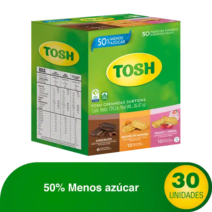 Tosh Cremadas Surtidas 50% Menos Azúcar