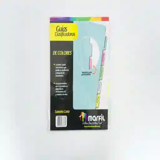 Marfil Guia Clasificadora Cartulina 105 Colores Surtidos