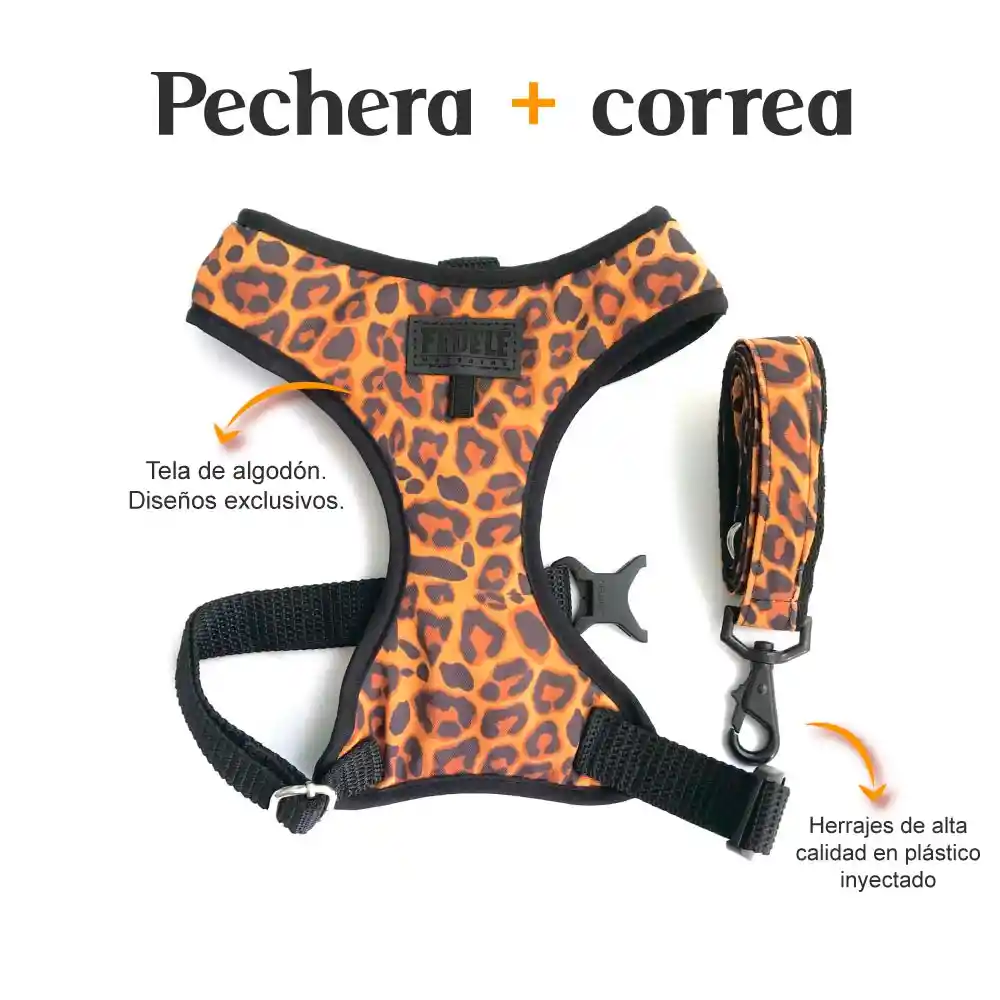 Pechera y Correa Brown Fedele Para Perro L