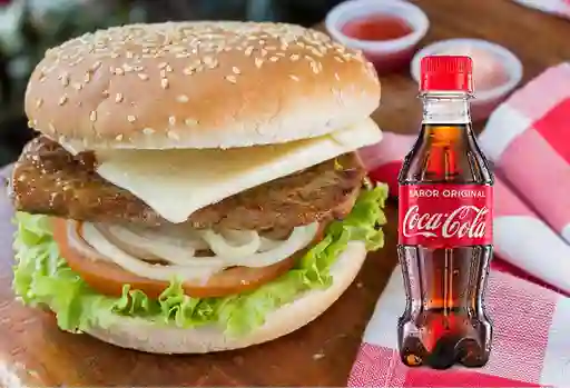 Hamburguesa Res + Bebida Coca Cola