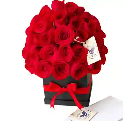 Caja negra 40 rosas rojas