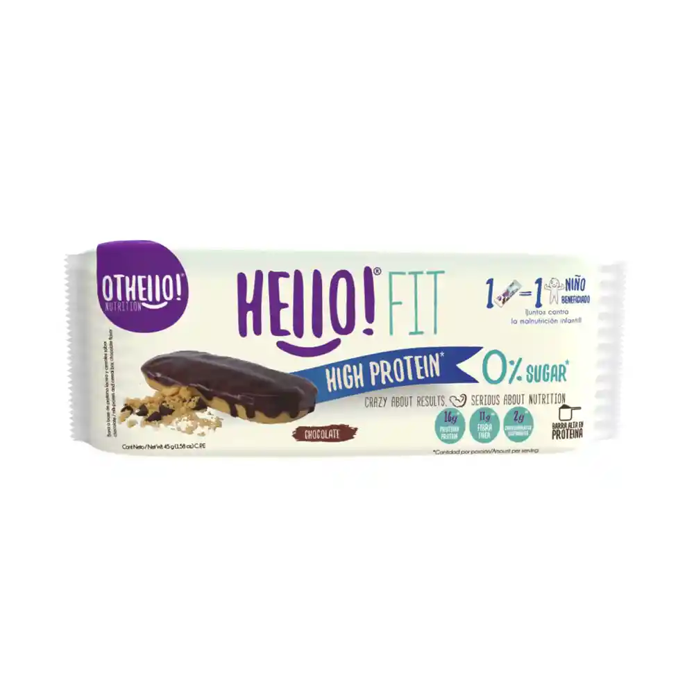 Fit Bar Hello! Ra De Proteina Y Cereales Cacao