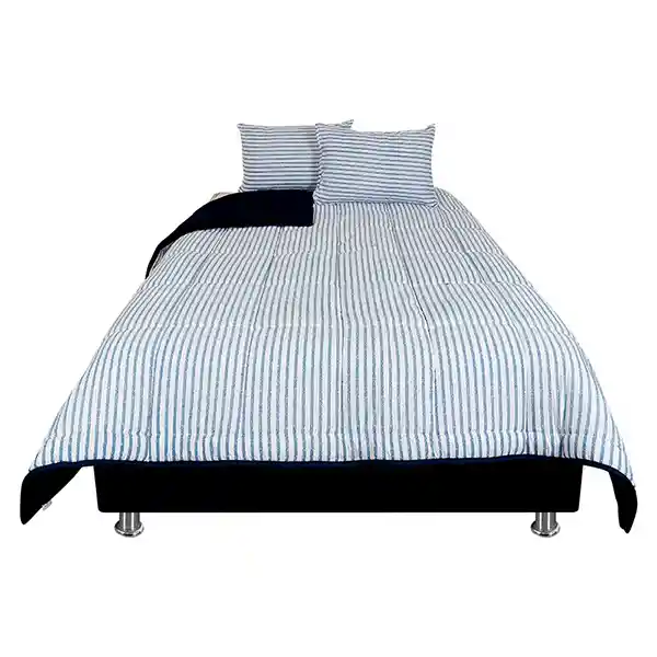 Kamuchy Cubrelecho Comforter Doble Ovejero Rayas Azul 8161