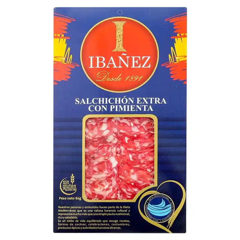 Ibañez Salchichón Español Extra Pimienta Sku 176024. Sku 7707255639940