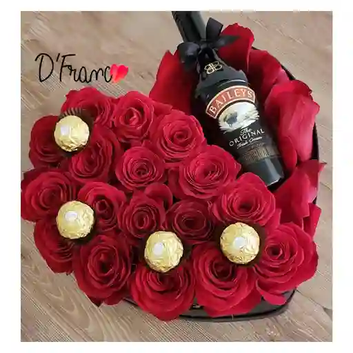 Caja corazon con Baileys y Ferrero