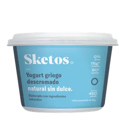 Sketos Yogurt Griego Descremado, Natural y sin Dulce