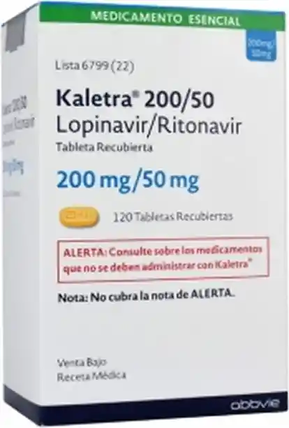 Kaletra 200 / 50 Mg Caja Frasco 120 Tabletas Recubiertas Rx4