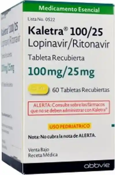 Kaletra 100 / 25 Mg Caja Frasco 60 Tabletas Recubiertas Rx4