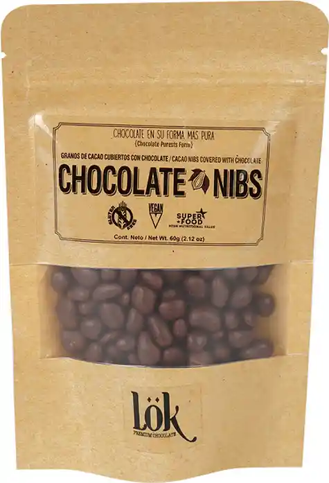 Lok Nibs De Cacao Foods Cubiertos Con Chocolate 60 G