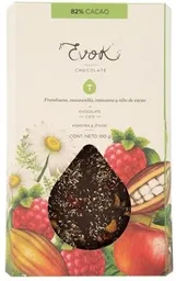 Barra 82% Cacao con Nibs de Cacao, Frambuesa y Manzana