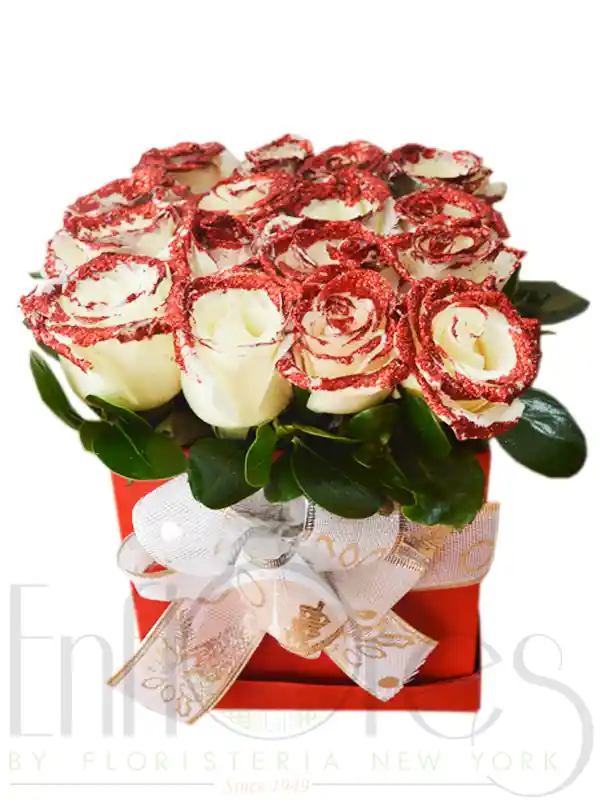 Caja de 16 Rosas Navideñas