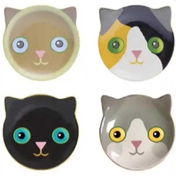 Inusual Design Platos Fine Feline Por 4