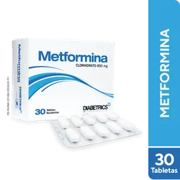 Metformina Diabetrics Antidiabético (850 Mg) Tabletas