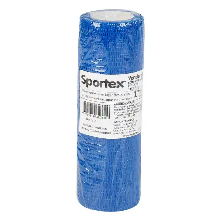 Soportex Venda Elástica Cohesiva 6'' x 5" Yd Color Azul