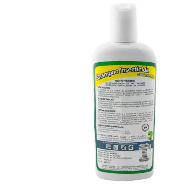 Champú Insecticida. Para Perros de Todas Las Razas. Elimina Pulgas Piojos y Garrapatas. Ph Neutro. Contiene 230 mL. Sku 7702487000629