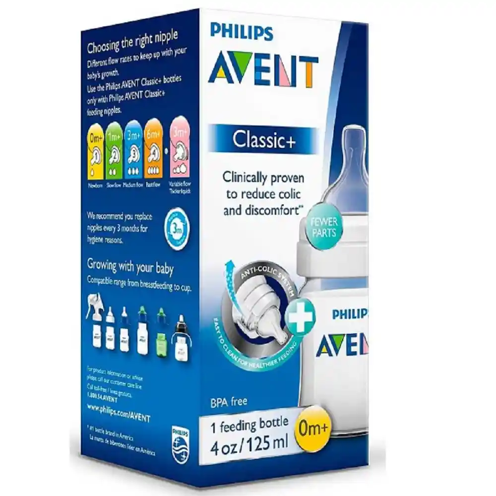 Avent Tetero Biberon 4 Oz 125Ml Classic+ X1 0M+