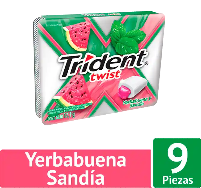 Trident Goma de Mascar Twist Sabor Yerbabuena y Sandía