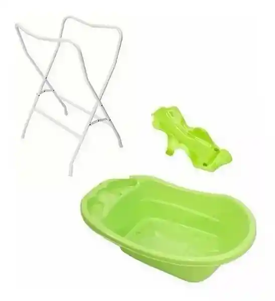 Bañera Tina Para Bebe Con Soporte Y Base Metálica Verde