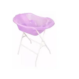 Bañera Tina Para Bebe Con Soporte Y Base Metálica Rosado