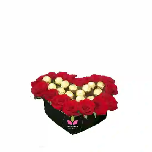 Corazon De Rosas Con Chocolates - Flores Y Rosas