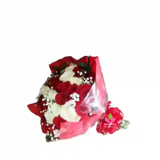 Bouquet De Rosas Rojas Y Blancas 36 U