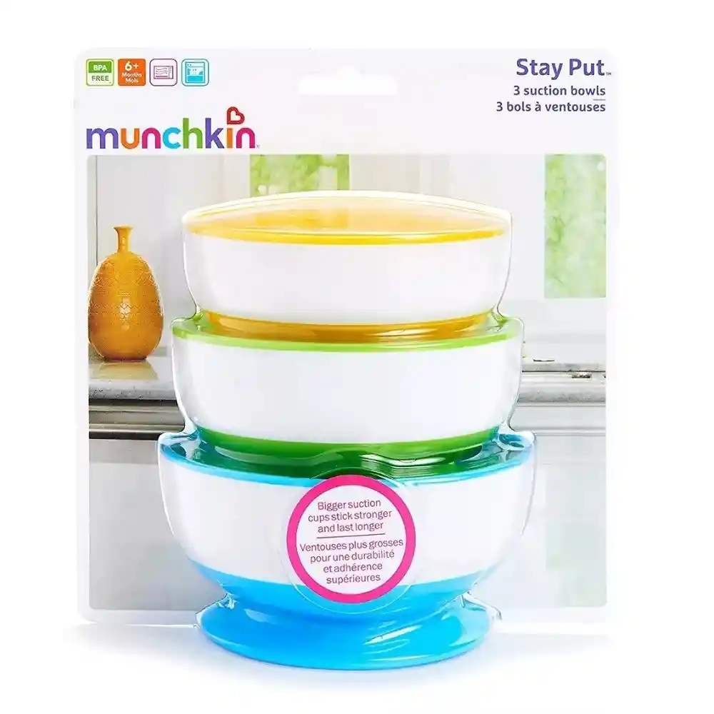 Munchkin Set De 3 Platos Tipo Bowlbebes Ninos Base Succion