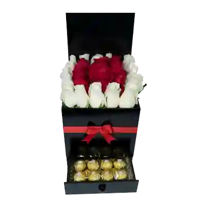 Caja Luxury Con 24 Rosas y Chocolates