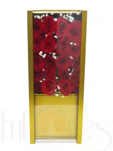 Caja En Madera Con Rosas + Chocolates