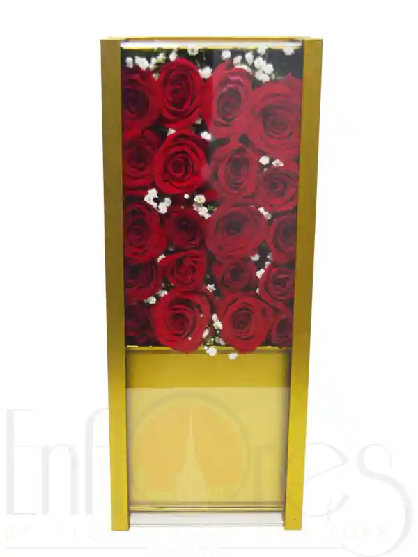 Caja En Madera Con Rosas + Chocolates